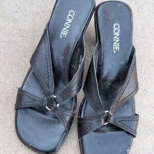 Black Slip-on Sandals, Brand: Connie, Size 6